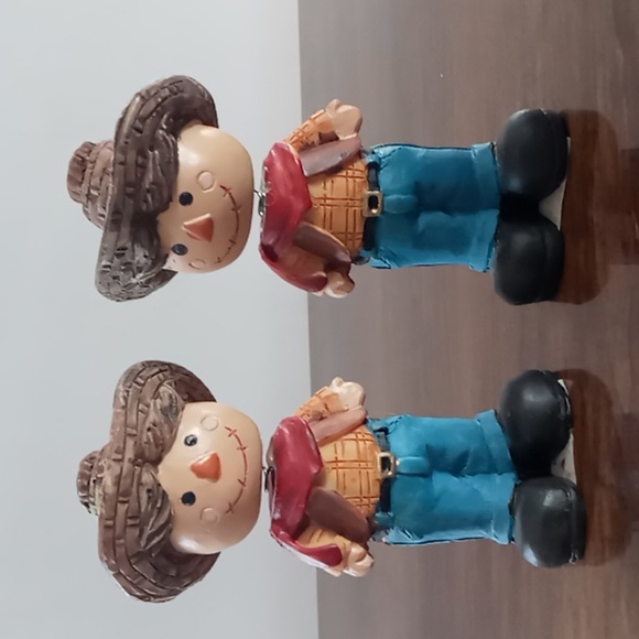 Set of 5 Ceramic Scarecrow Bobble Head Figures - Picture 5 of 7